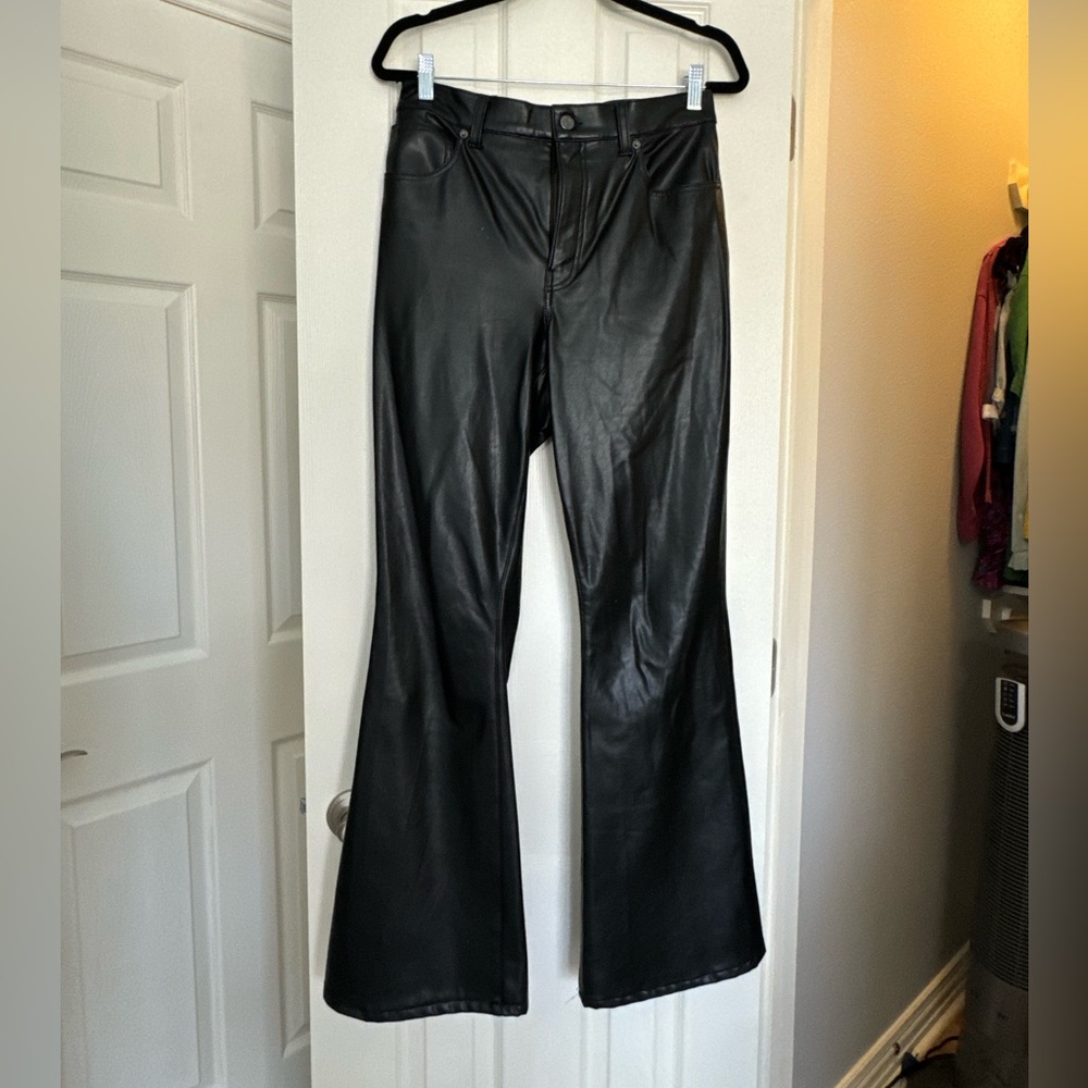 Black Flared Leather Jeans